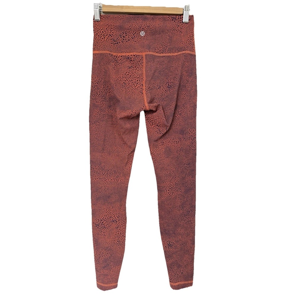 Lululemon Wunder Train Leggings High Rise Gym Crackle Orange LW5CQOS Womens SZ 6